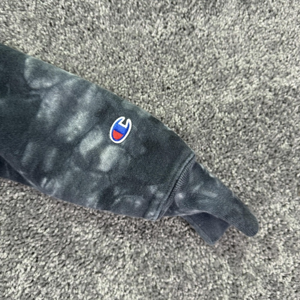 Champion Hoodie Mens Large Gray Tie Dye Reverse Weave Pullover Logo Casual City - Picture 12 of 12